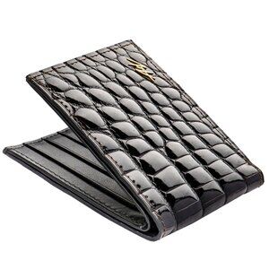 Unisex Exotic Leather Wallet – Alligator Skin Shiny Black